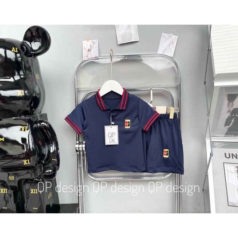 (xả) bộ cộc tay cổ polo vải cá sấu mềm mát cho bé trai(8-18kg)