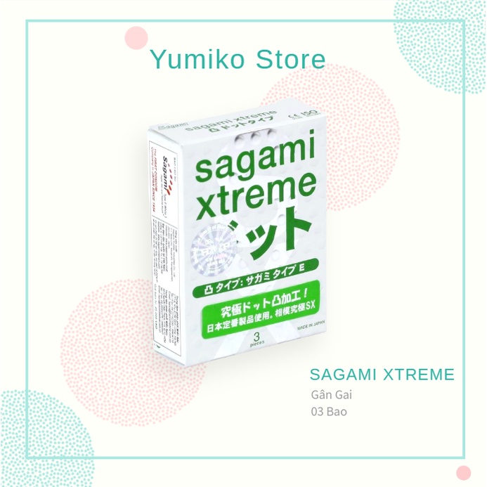 Hộp 3 bao cao su gân gai Sagami Extreme White, bcs xuất xứ Nhật Bản