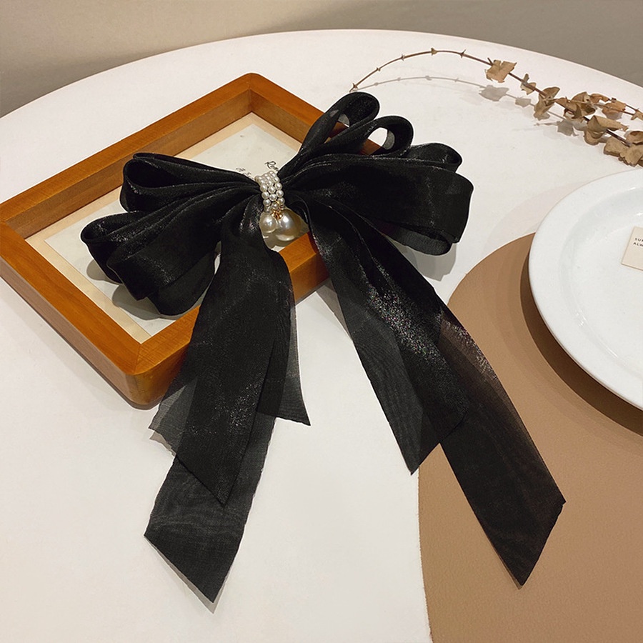 Kẹp Tóc Hình Nơ Đính Ngọc Trai Thời Trang Hàn Quốc