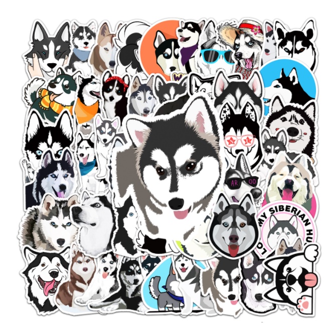 [50 Hình] Hình dán sticker Husky đáng yêu dán trang trí mũ bảo hiểm, điện thoại, laptop - DB.118