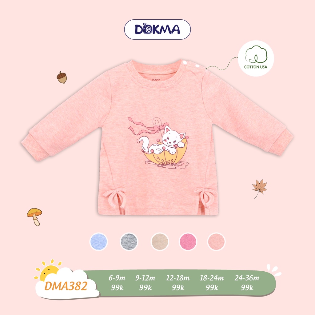 [FREESHIP] Áo dài tay, dày 9-36 tháng tuổi chất nỉ nhung cực mịn mặc thu đông và đông Dokma Voi.kids DMA382