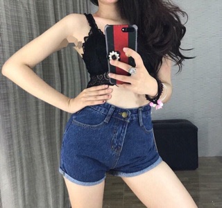 QUẦN SHORT JEAN GẬP GẤU