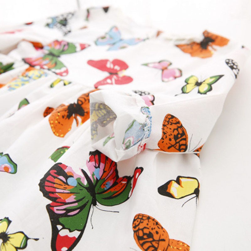 Đầm babydoll tay dài in hình bươm bướm dễ thương cho bé gái