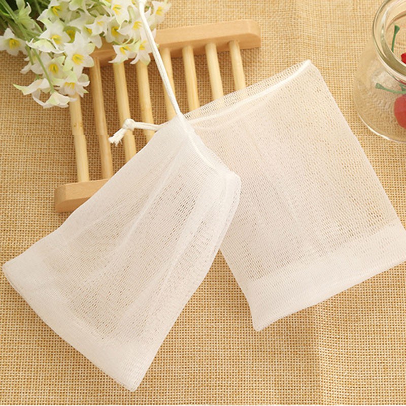 Túi lưới đựng xà phòng tạo bọt cỡ nhỏ có dây rút thân thiện với làn da
