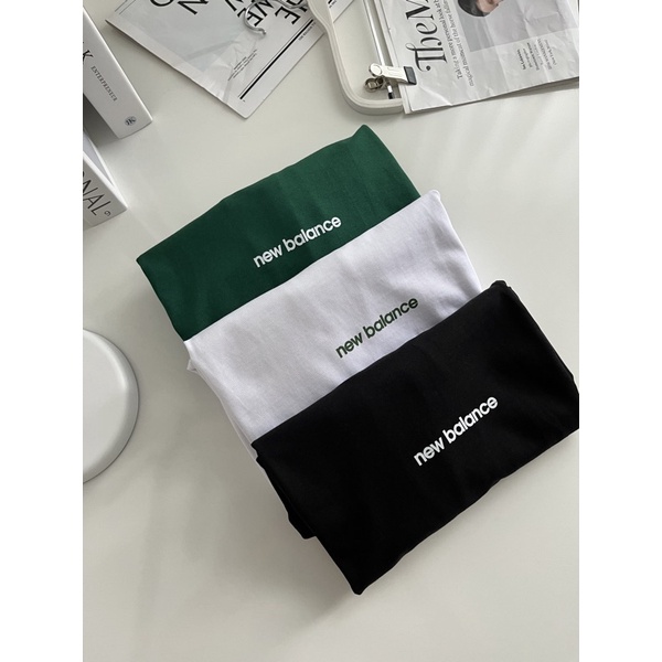 Dép quai ngang NB 1101 White Green &amp; T-shirt NB | Tặng kèm hộp | Hỗ trợ đổi size | Ảnh Thật