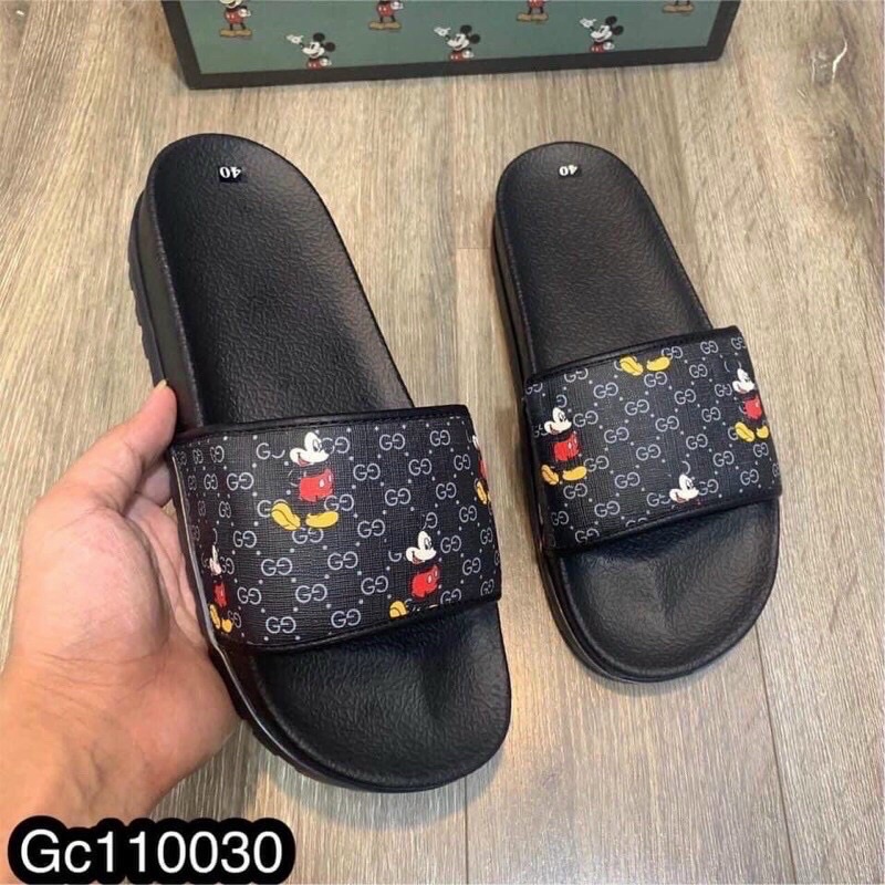 Dép lê bảo bình mickey đen nâu,dép nam nữ micey
