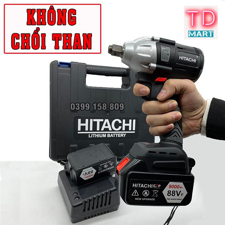 Máy Siết bulong, bắt vit Hitachi 88V Không Chổi Than Pin 10Cell