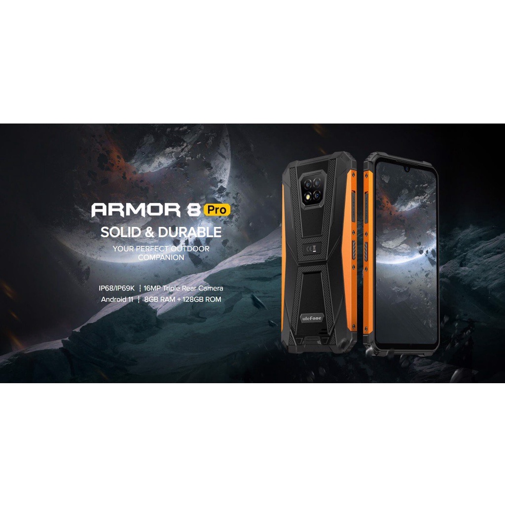 ĐIỆN THOẠI ULEFONE ARMOR 8 PRO - RAM 6G/8G- ROM 128G +CHÍP HELIO P60-8 NHÂN -SIÊU BỀN-Chống Nước Chuẩn IP69K