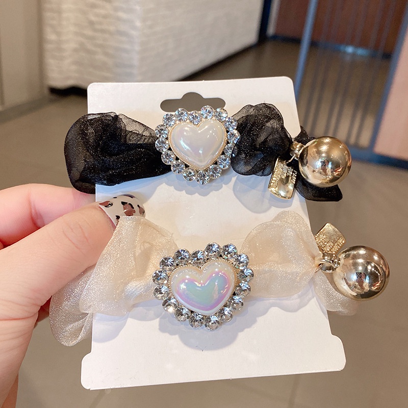 Dây Buộc Tóc Lưới Đính Đá Ngọc Trai Phong Cách Hàn Quốc