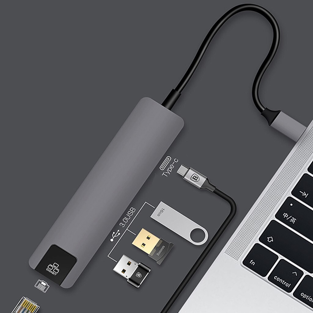 &quot;Hub USB Type C 5 in 3 x USB 3.0 / USB Type C / RJ45 - MÀU NGẪU NHIÊN (F2) - Bảo Hành 1 Tháng&quot;