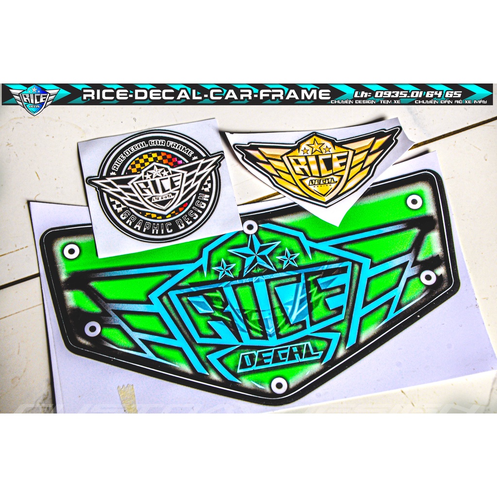 Tem Dán Hộp Đầu Sirius Sihello Đen Logo Rice decal