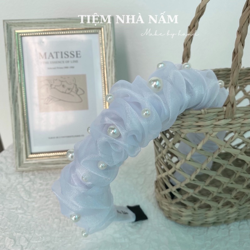 BỜM / CÀI TÓC NHÚN 2 LỚP VẢI PHI PHỐI VOAN - [ Nhà Nấm handmade ]