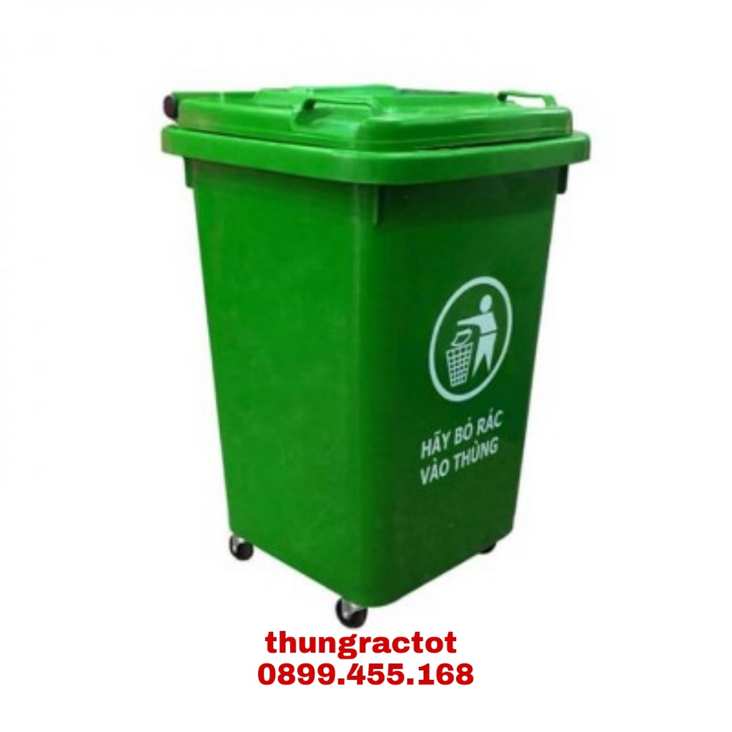 Thùng rác nhựa 60 lít xanh, thùng rác nhựa công cộng HDPE 60l , thùng rác nhựa 60 lít có bánh xe