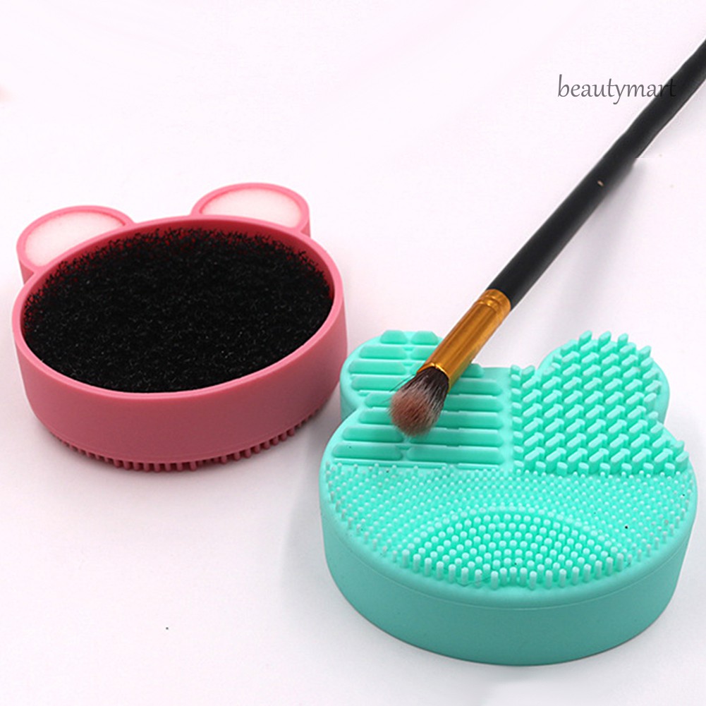 [Hàng mới về] Hộp vệ sinh cọ trang điểm phấn mắt/má hồng hình gấu xinh xắn với xốp khô