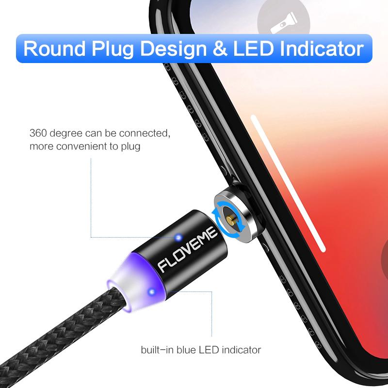 Dây sạc đầu nam châm Micro USB /Type C/Lightning 1M 2A cho iOS/Android