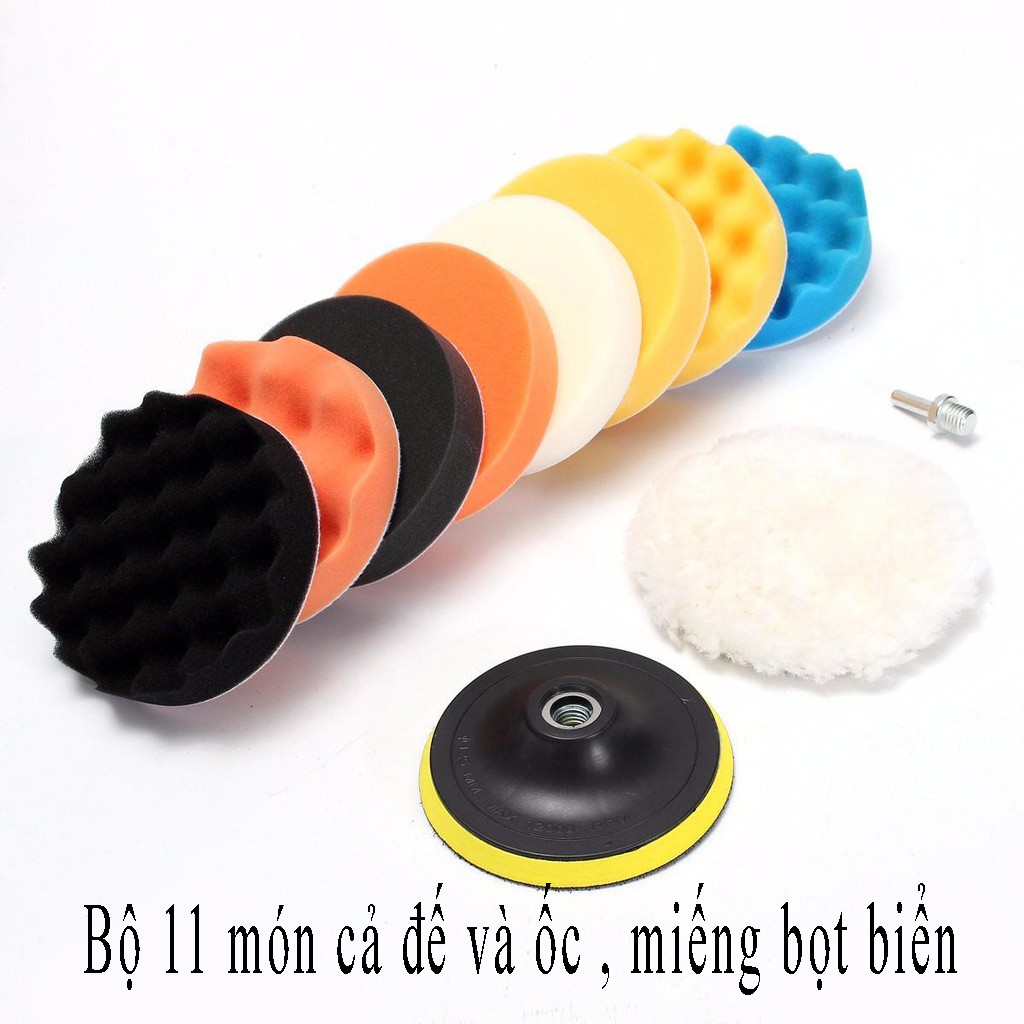 Bộ 11 món phớt mút đế lông cừu cho máy đánh bóng| Đánh bóng xe |Làm đẹp xe 4inch |5inch|6inch