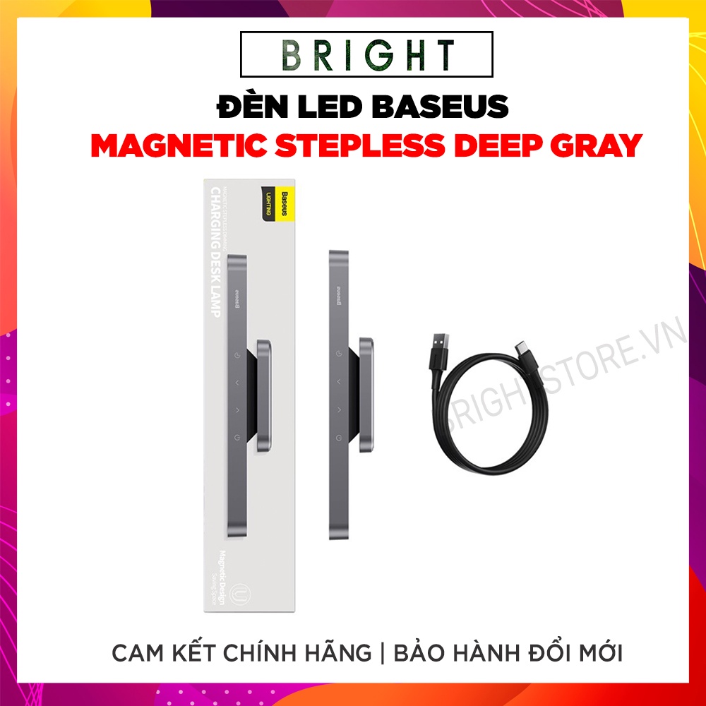 Đèn LED Baseus Magnetic Slepless Dimming Công Suất 5W, Pin 1800mAh (Deep Gray) - Hàng Chính Hãng