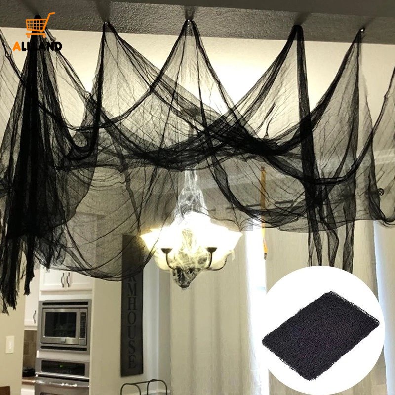 Phụ Kiện Chùm Gạc Màu Đen 76X198Cm Treo Trang Trí Tiệc Halloween