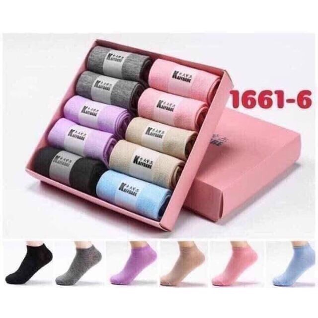 Set 1 hộp 10 đôi tất chống thối chân nữ cổ ngắn- cổ cao