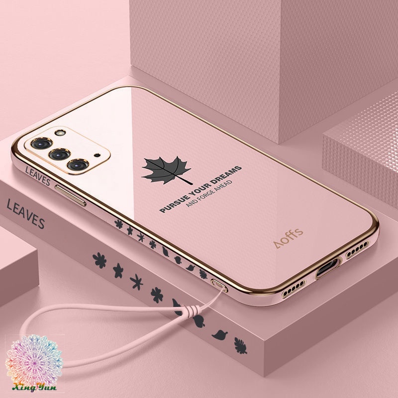 Ốp Điện Thoại Mềm Họa Tiết Lá Phong Có Dây Đeo Cho Samsung A02S A10S A31 A30 A20 A70 A70S S10 S10 Plus Note10 Note10 Pro