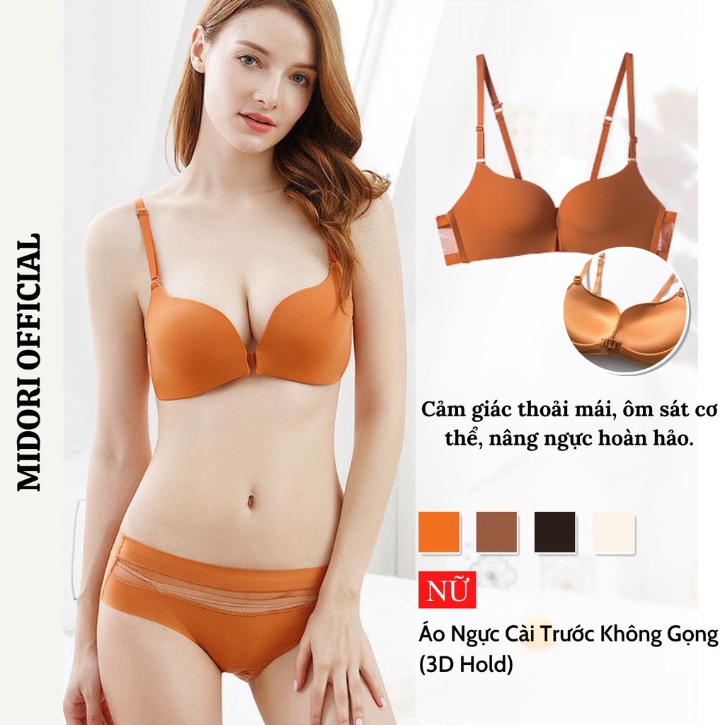 Áo lót nữ cài trước không gọng nâng ngực MIDORI Áo ngực nữ cài trước mềm mại thoáng mát tạo khe tôn vòng 1 gợi cảm ACT01 | BigBuy360 - bigbuy360.vn