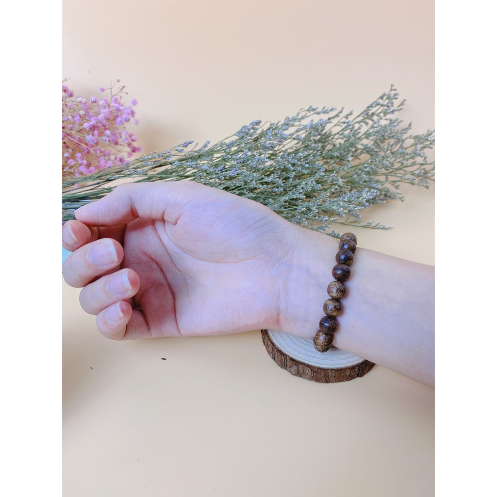Vòng Tay Trầm Hương Kỳ Gia Tự Nhiên 100% 8li 21 Hạt Charm Phong Thủy