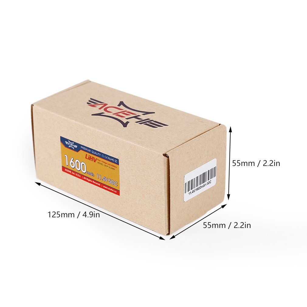 ACEHE 11.4V 1600MAh 50C 3S1P 18.24Wh XT60 Cắm Điện Áp Cao Lipo Pin Được Thiết Kế Tinh Tế Bền