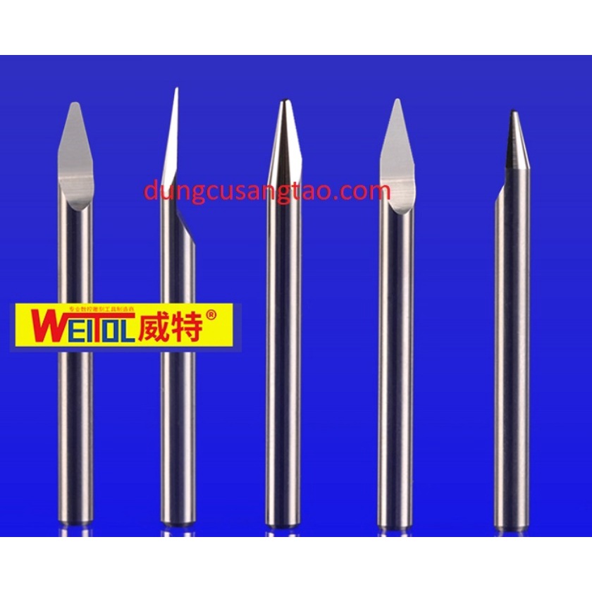 Dao cắt CNC V3 đầu tròn Metal Weitol NYJS3 / Dao khắc nhôm, đồng, PVC, acrylic, gỗ cốt 3.17mm