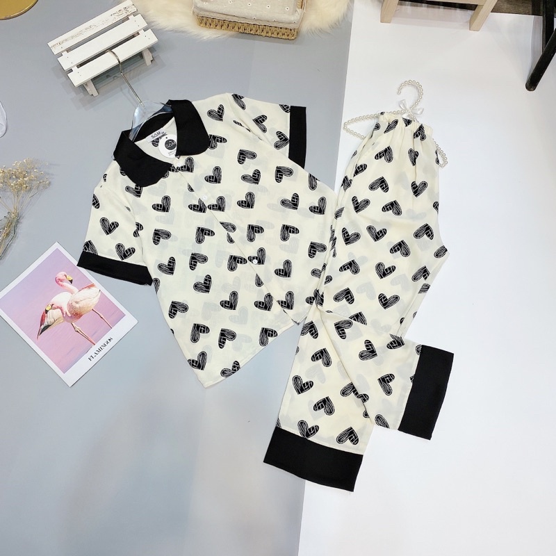 Đồ Ngủ Nữ�Đồ Bộ Pijama Lụa Tay Ngắn-Quần Dài Xinh Xắn 💖Chất Liệu Satin Siêu Mát | BigBuy360 - bigbuy360.vn