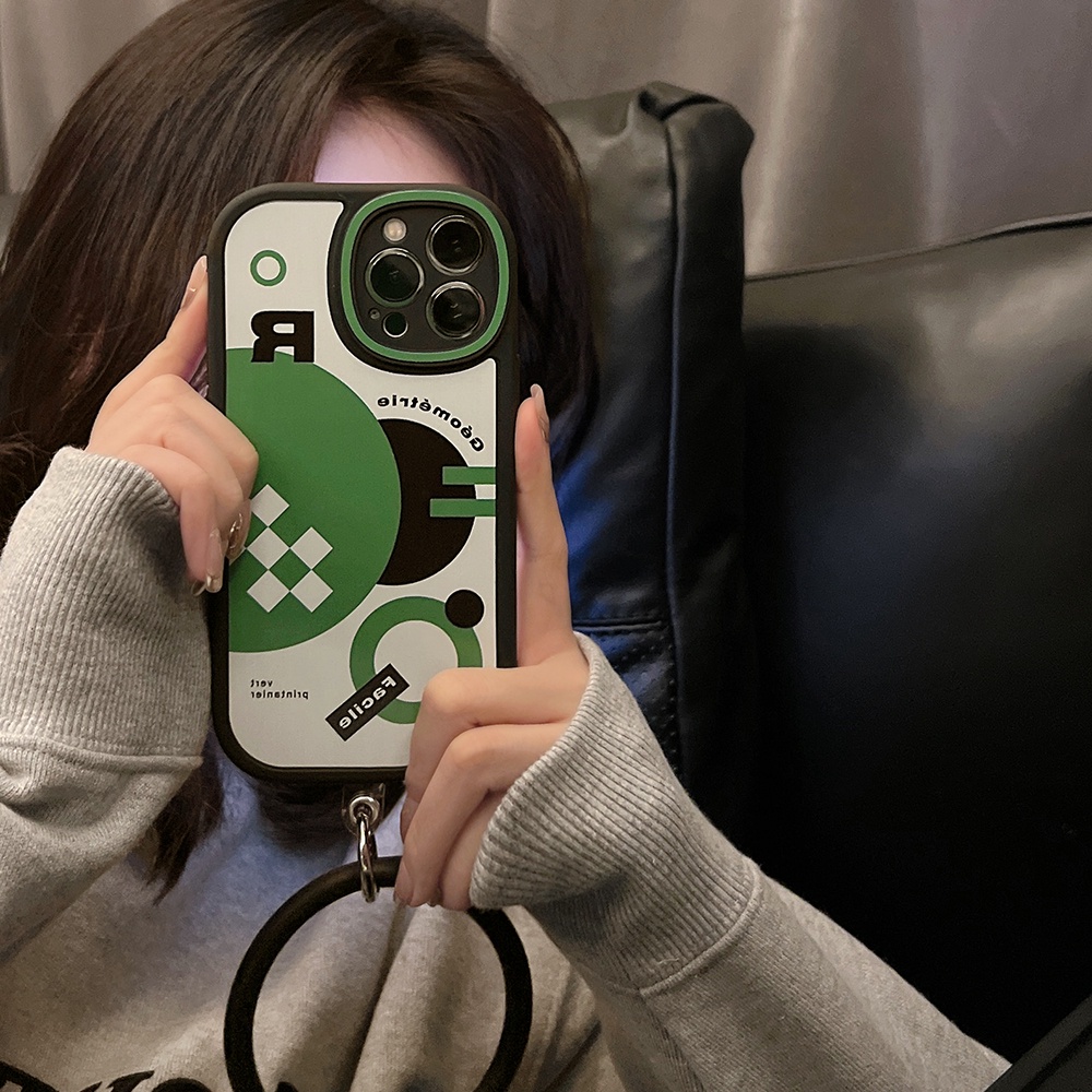 Ốp Điện Thoại TPU Mềm Chống Sốc Họa Tiết Hình Học Có Vòng Đeo Tay Cho iPhone 11 12 13 Pro max mini XS max xr 7 8 se2020 plus