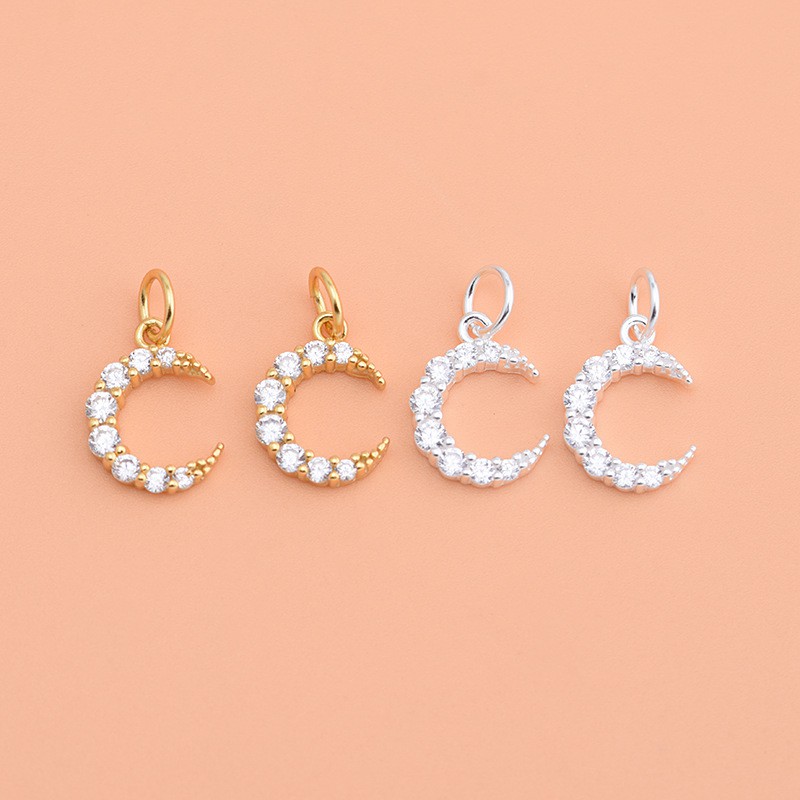 Charm bạc móc treo hình mặt trăng lưỡi liềm đính đá - Charm Bạc 925 - Mã CB236