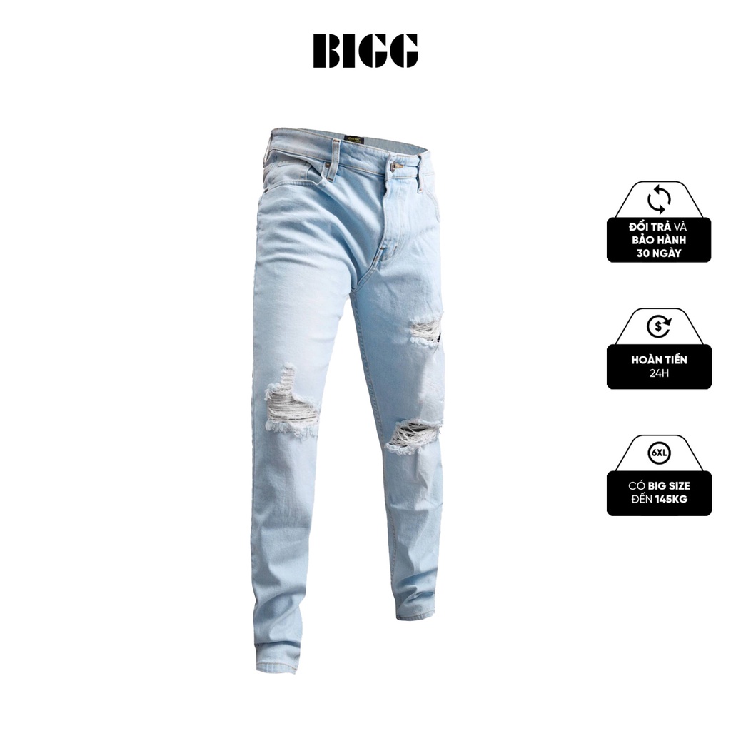 QUẦN JEAN BLUE RÁCH GỐI SS21 NAM BIG SIZE 100% COTTON DUSTIN - BIGG thời trang nam có Bigsize đến 145kg