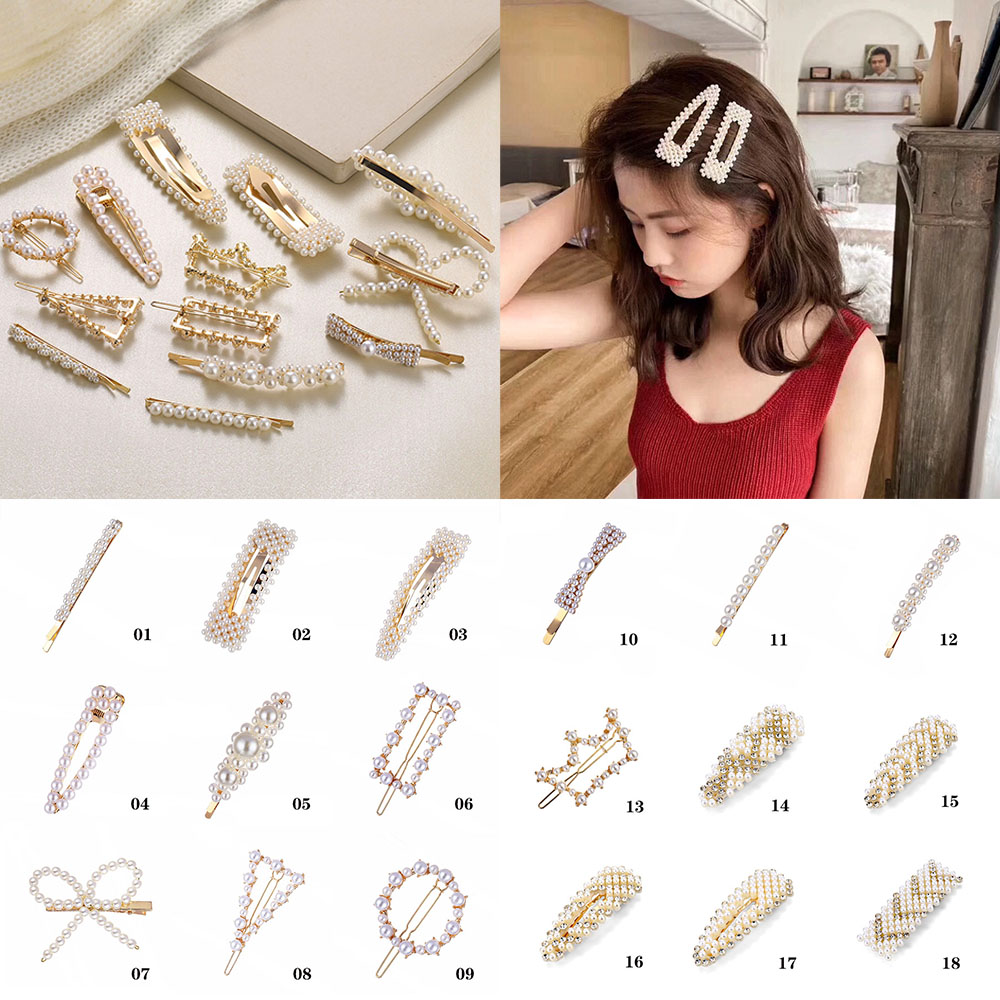 Kẹp tóc hình bướm đính ngọc trai thời trang Hàn Quốc