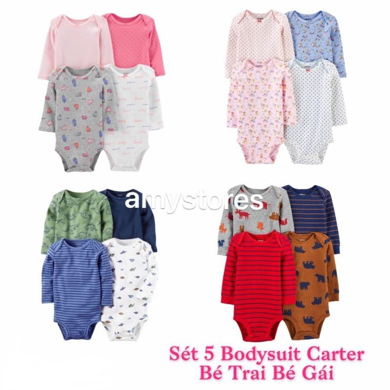 Bodysuit dài tay bé trai bé gái, body chip dài tay cho bé chất cotton mềm thấm hút mồ hôi