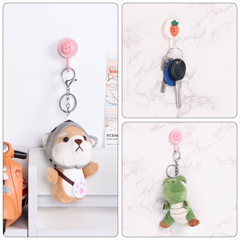 Móc treo đồ gắn tường bằng nhựa màu trơn không cần khoan lỗ