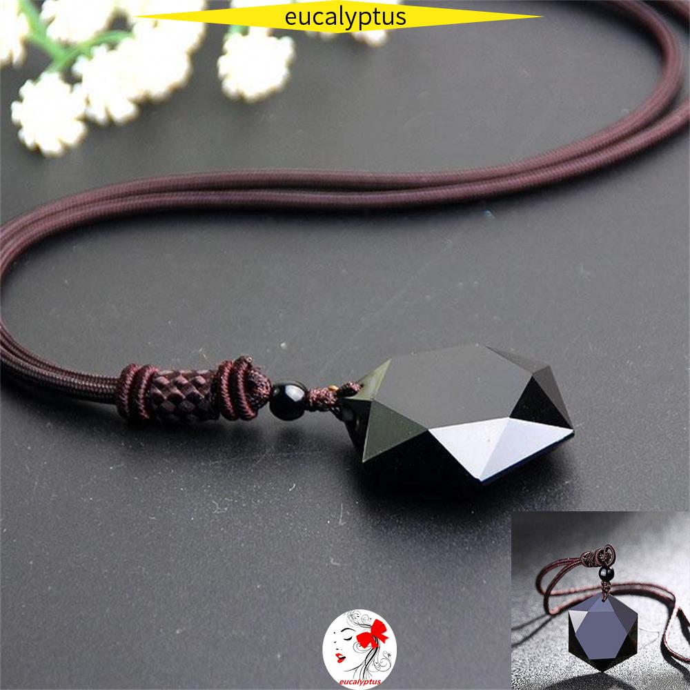 Dây chuyền mặt đá obsidian hình lục giác độc đáo dành cho nam
