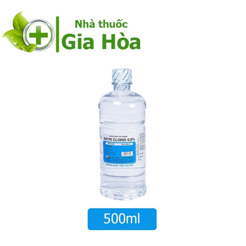 Dung dịch nước muối sinh lý vô trùng 3/2 (Rửa vết thương, rửa mặt, súc miệng, họng) - Chai 500ml