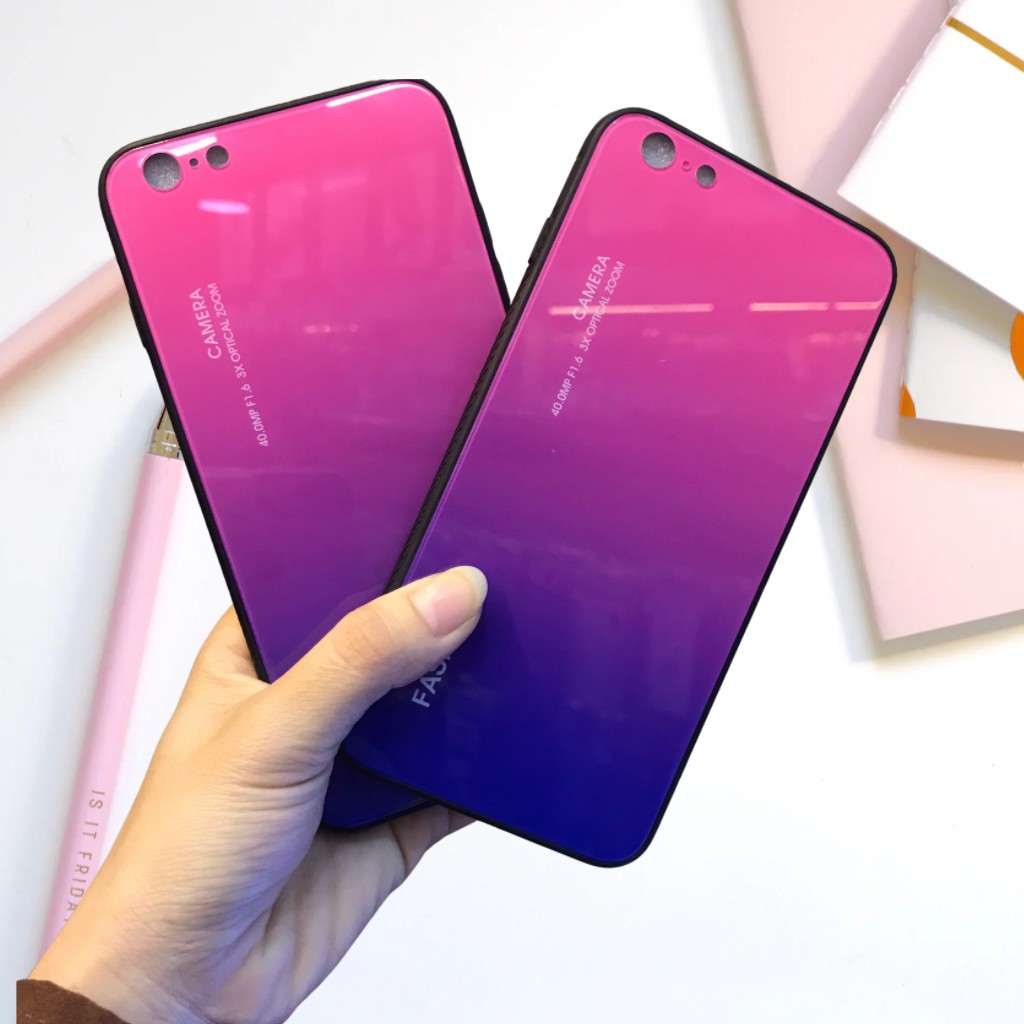 Ốp lưng mặt kính cường lực iPhone 6 Plus 2 màu Fashion