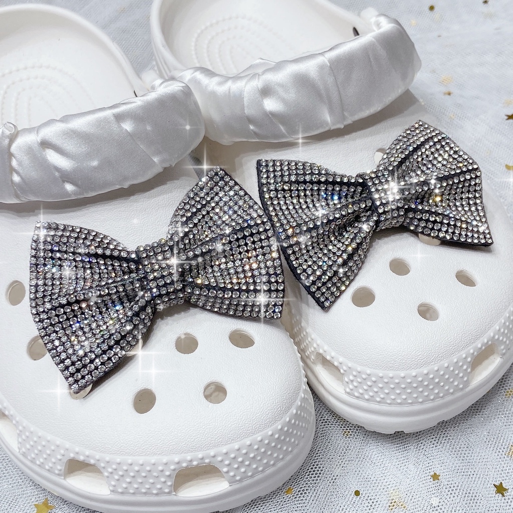 crocs Sticker shoes sticker for cross sandalsDây Ruy Băng Đính Đá Kim Cương Lấp Lánh Tự Trang Trí Giày Thời Trang shoe buckle  charm sticker