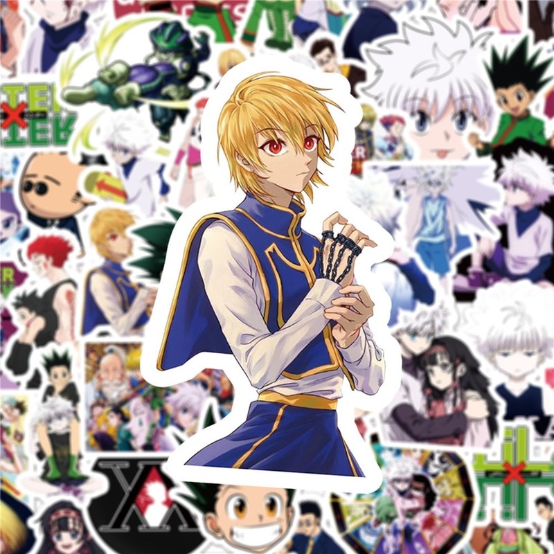 Set 50 miếng dán trang trí chống thấm nước hình anime Hunterxhunter phù hợp cho đàn ghi ta / ván trượt / laptop