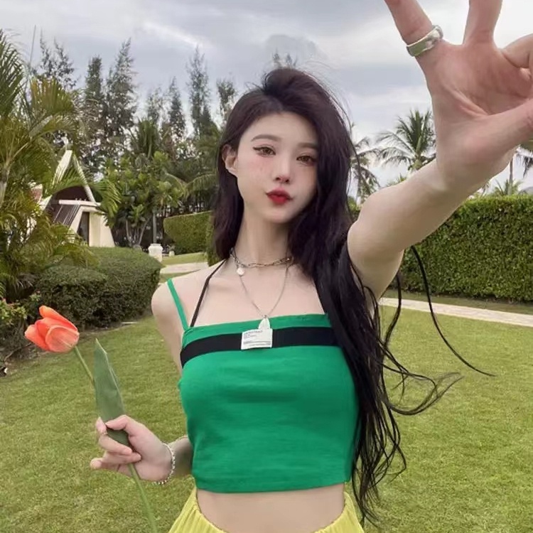 SUXI Áo Croptop Hai Dây Dáng Ôm Thời Trang Mùa Hè Dành Cho Nữ