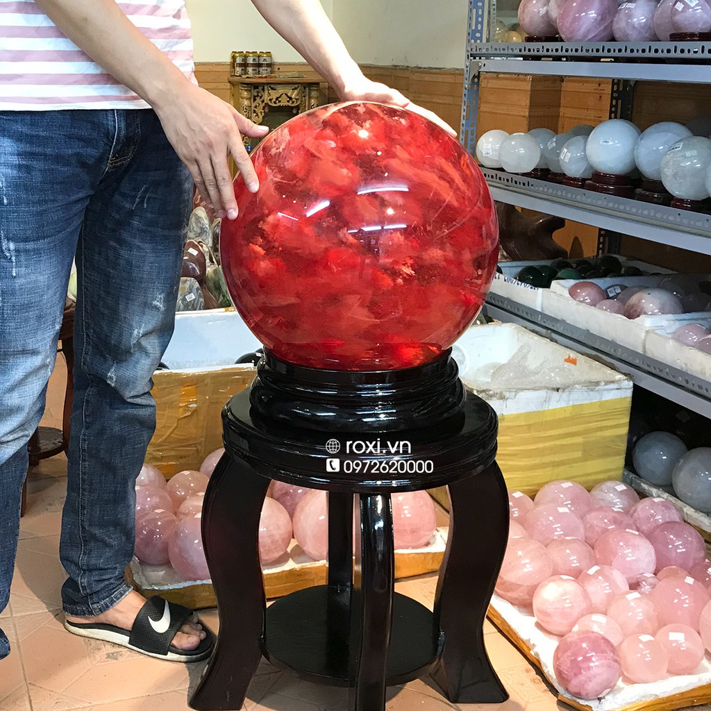 quả cầu phong thủy núi lửa màu đỏ 46,8kg