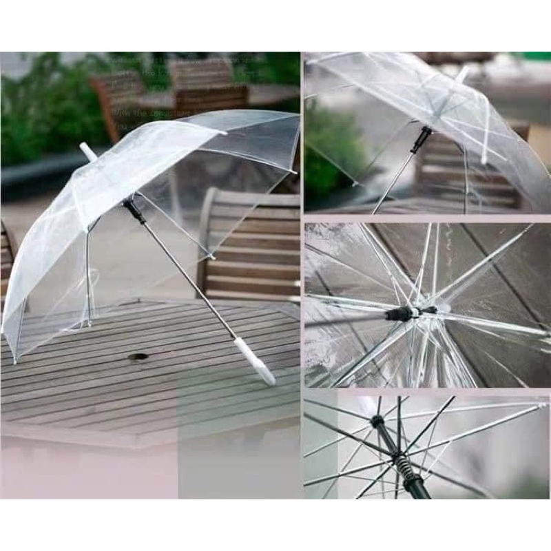 Ô TRONG SUỐT ĐI MƯA CAO CẤP WU.TONG ☔☔ Ô trong suốt sợi nhựa Nhật Bản 🍀 Màu Trắng nữ thần 🍀 Bán kính ô dài 62cm trở lên.
