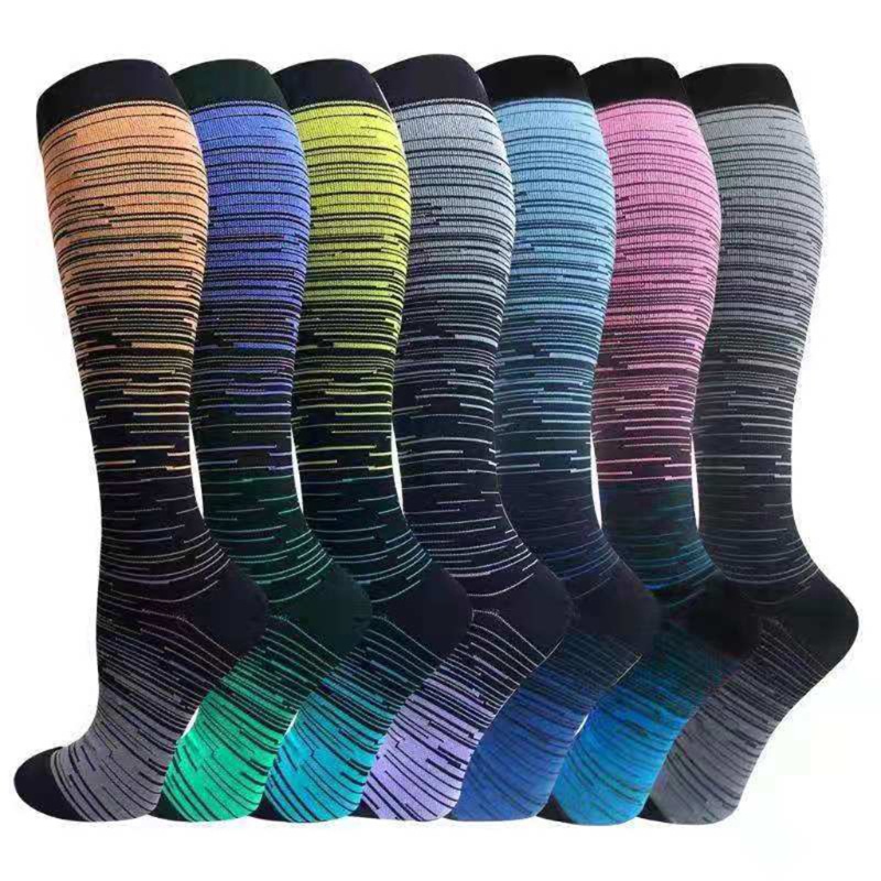 Xiangbao Vớ Nén In Sọc Màu Gradient Hỗ Trợ Tuần Hoàn Tuần Hoàn Chăm Sóc Sức Khỏe H