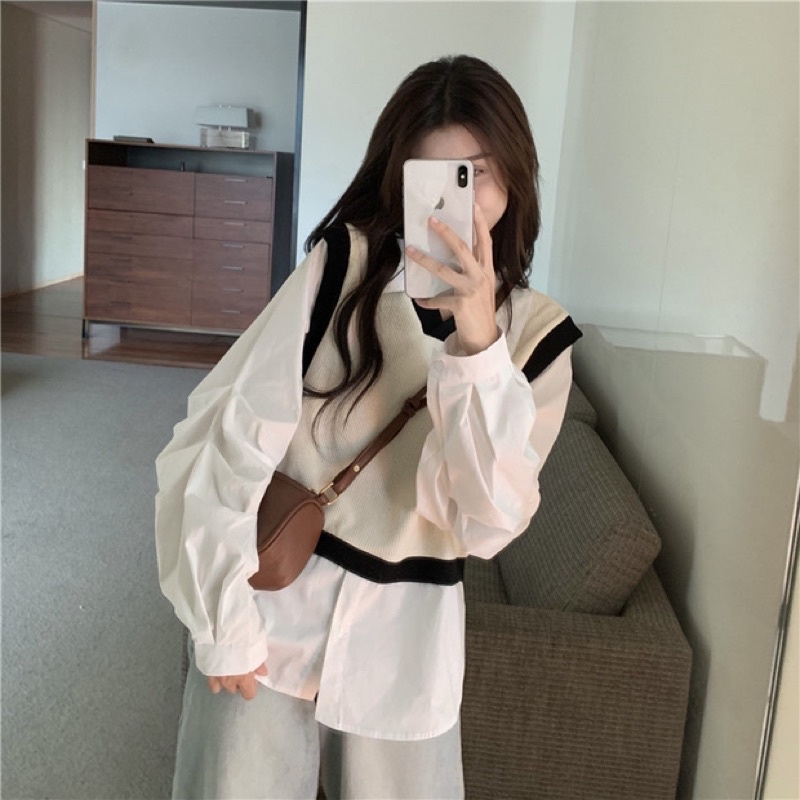 Áo sơmi liền gile ulzzang
