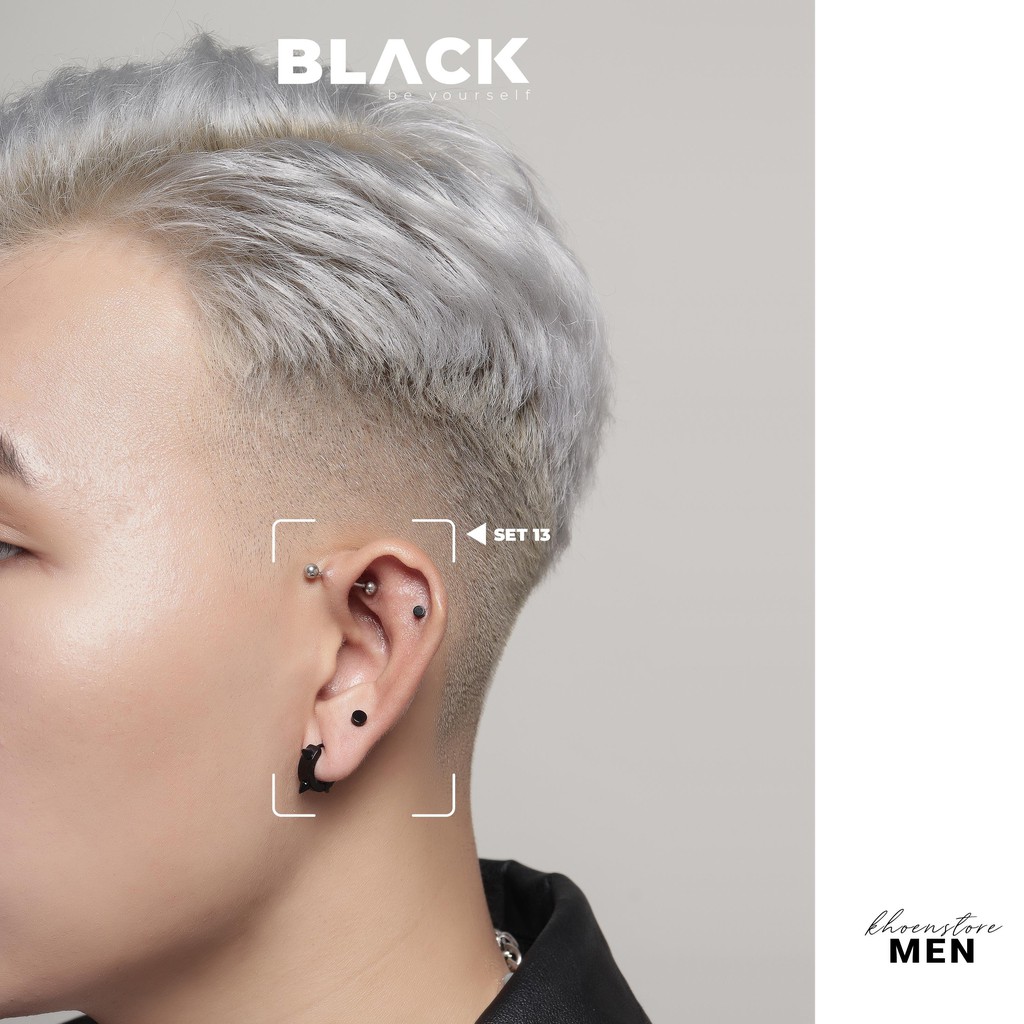 Khuyên tai nam nữ tròn gai bản dày 8mm thép không gỉ - Khoen Store