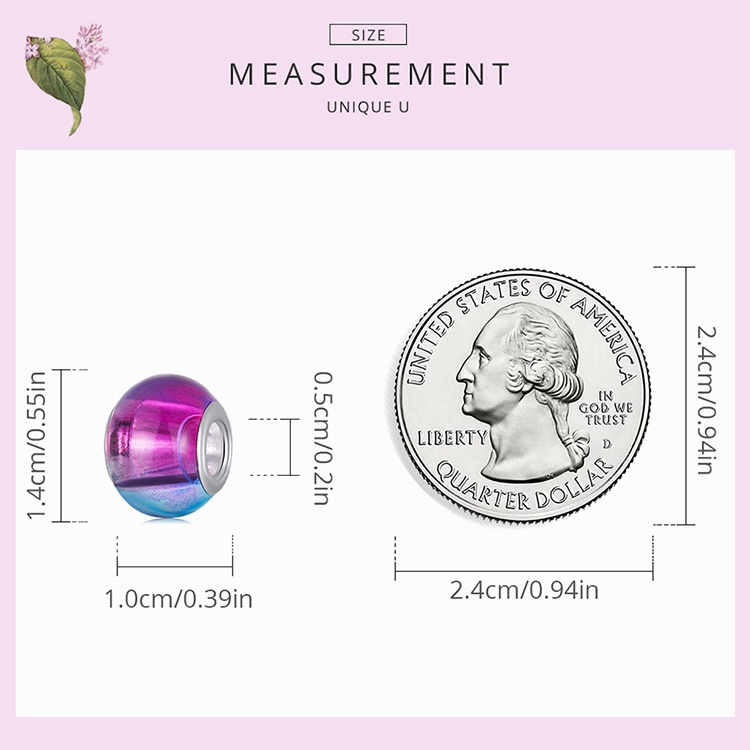 Hạt phụ kiện xỏ vòng BAMOER YIC024 họa tiết màu gradient vũ trụ