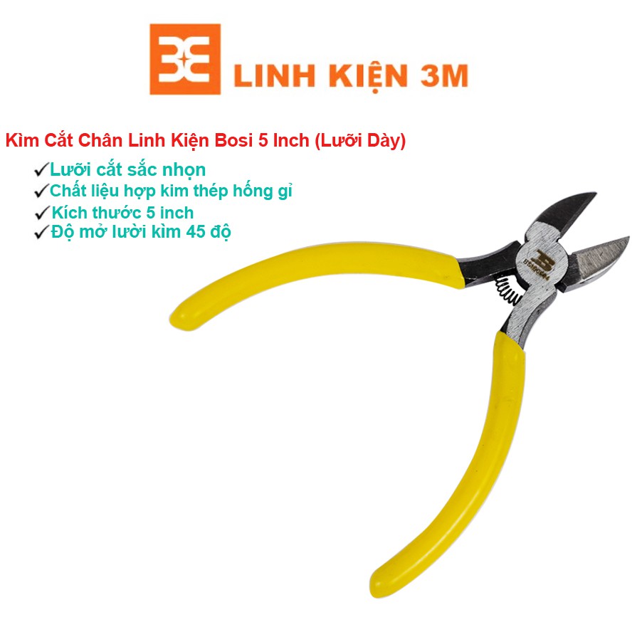 Kìm Cắt Chân Linh Kiện Bosi 5 Inch (Lưỡi Dày)