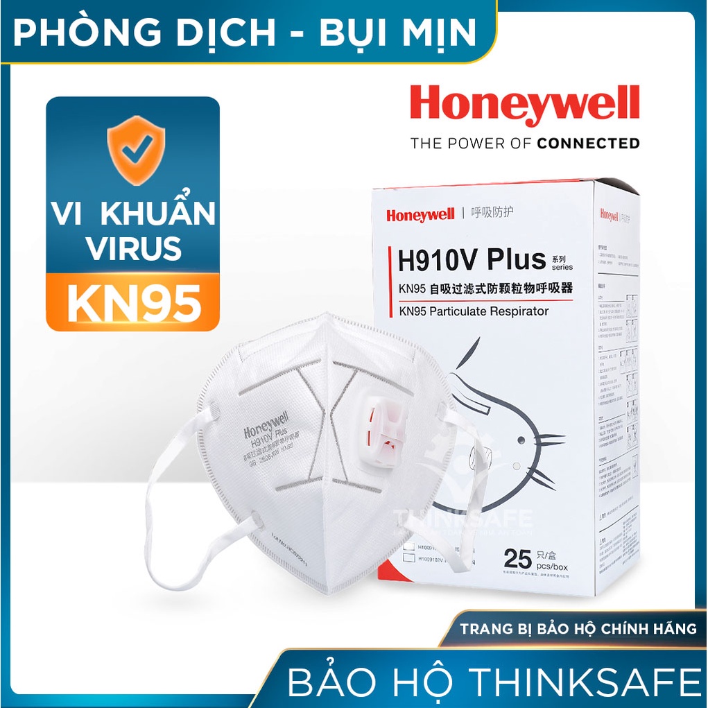 Khẩu trang KN95 Honeywell H910V Plus - Khẩu trang 3d đạt tiêu chuẩn KN95 chống bụi, phòng độc - Bảo Hộ Thinksafe