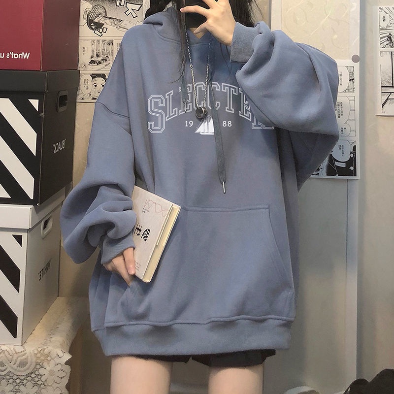 Áo hoodie dáng rộng quá cỡ phong cách Hàn Quốc cá tính thời trang
